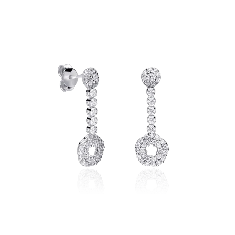 18k White Gold Long Earrings with Zirconia Stones Kosen