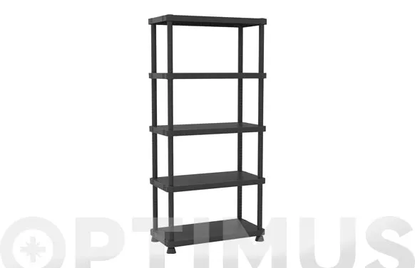 Estantería resina, negra, 5 estantes, 187,5 x 90 x 45 cm