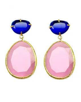 Spectacular Cat's Eye Stone Pink Long Women's Earrings