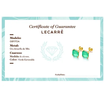18K Gold Green Love Earrings GB127OA