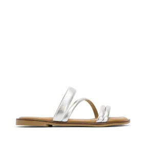 Flat Silver Leather Sandal Carol