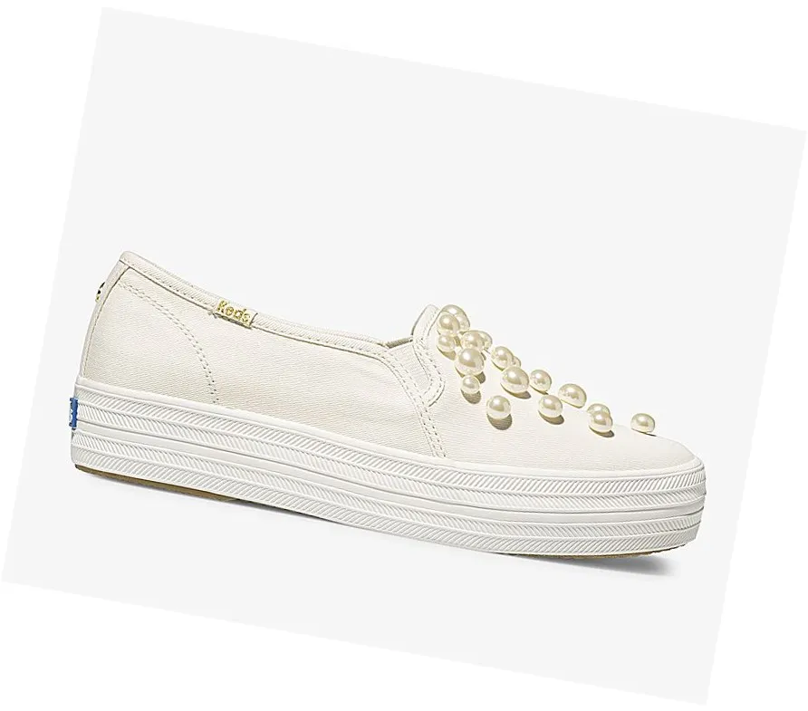 Keds Slip On Shoes by Kate Spade New York Triple Decker Pearls Wedding Women White Prescribed - Slip On Shoes